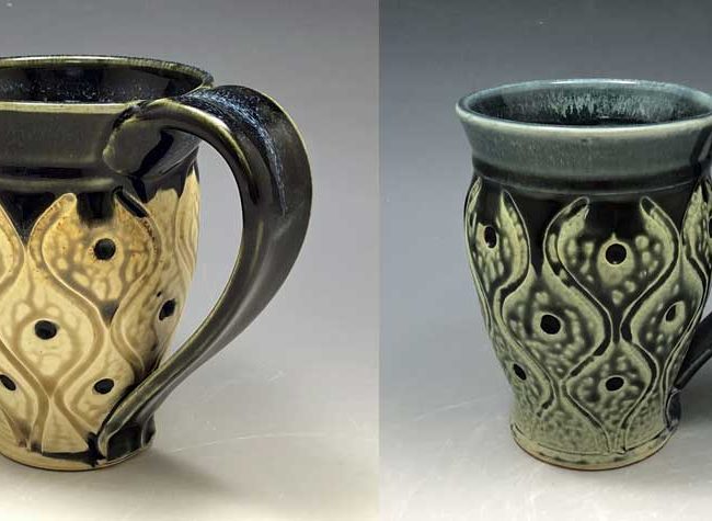 Small Carved Mugs with Dots